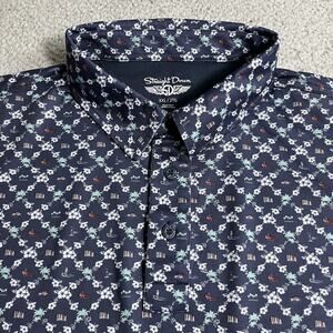 Straight Down Polo Shirt Mens 2XL Floral All Over Print Performance Stretch Golf